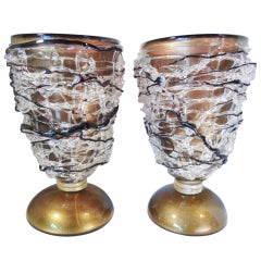 Vintage Exclusive Pair of 1980s Murano Lamps in the Manner of Jackson Pollock