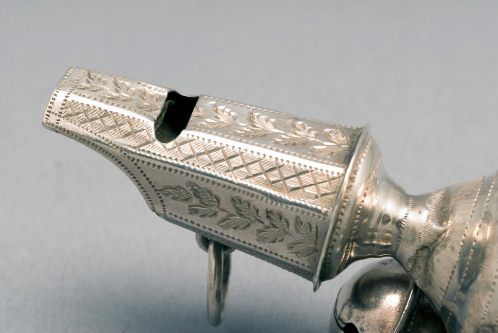 English George III Sterling Silver Baby Rattle and Whistle.