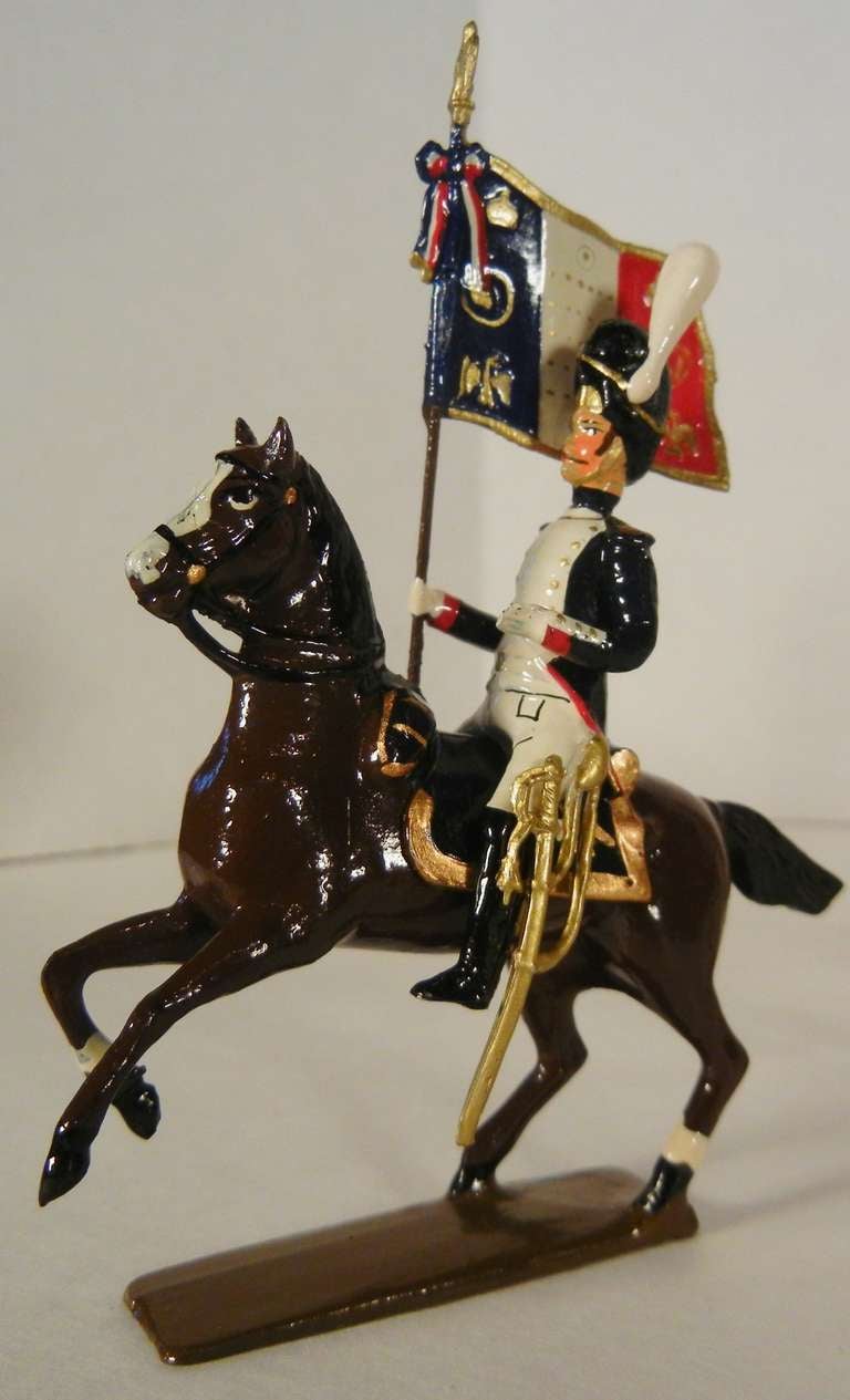 Mounted Grenadiers of the Guard (1809) Vintage Napoleonic Toy Soldiers by Mignot In Excellent Condition In Quechee, VT