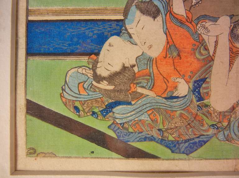 Two Shunga Woodblock Prints, Erotica by Anonymous, Japan c. 1860 1