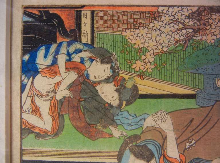Two Shunga Woodblock Prints, Erotica by Anonymous, Japan c. 1860 4