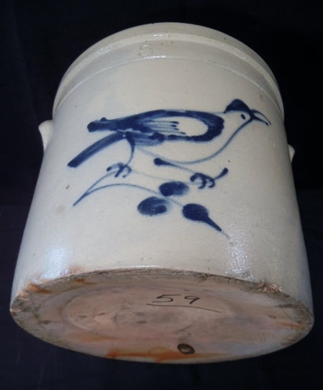 19th Century Eastern U.S. Soneware 3-Gallon Crock with Singing Bird