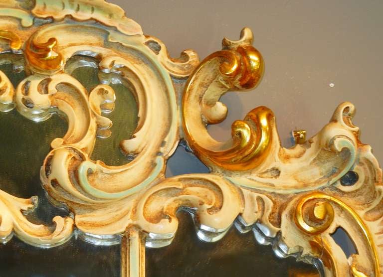 Baroque Revival Art Deco Period Baroque-Style Large Mantel Mirror in Painted Gesso For Sale