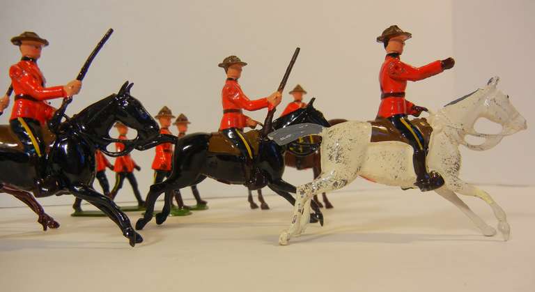 Mid-Century Modern Royal Canadian Mounted Police, Vintage Toy Soldiers by Britains Ltd.