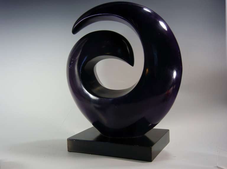 Mid-Century Modern Abstract Biomorphic Sculpture in Purple-Enameled Aluminum