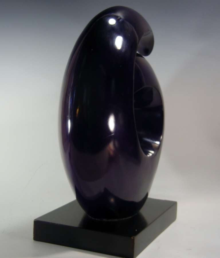 American Abstract Biomorphic Sculpture in Purple-Enameled Aluminum