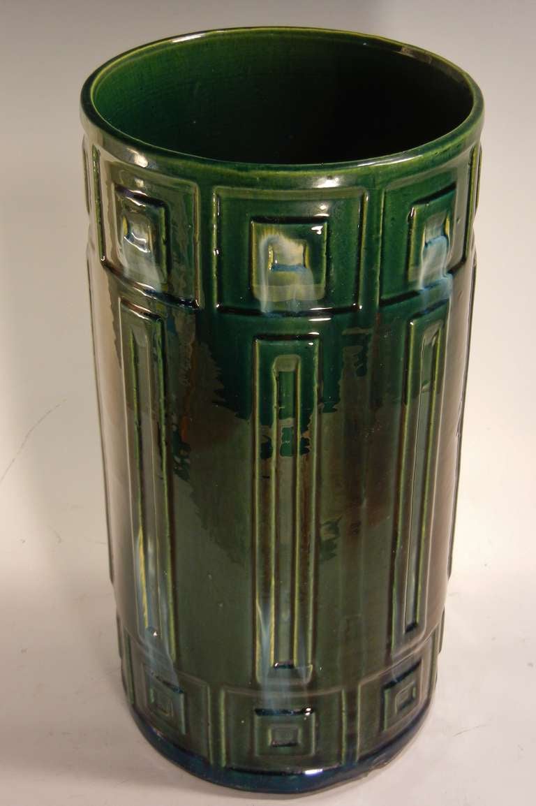 Arts and Crafts Period Ceramic Umbrella Stand in the Prairie School Style In Excellent Condition In Quechee, VT