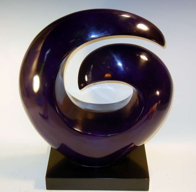 Mid-20th Century Abstract Biomorphic Sculpture in Purple-Enameled Aluminum