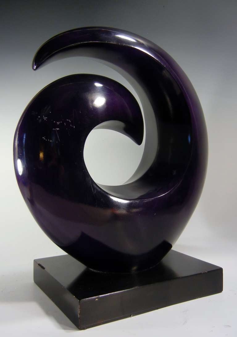 Abstract Biomorphic Sculpture in Purple-Enameled Aluminum 3