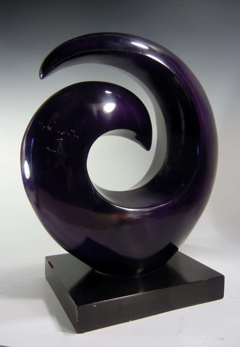 Abstract Biomorphic Sculpture in Purple-Enameled Aluminum 4