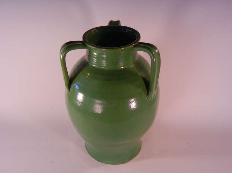 Arts and Crafts Early North Carolina Art Pottery Porch Vase in Green Glaze