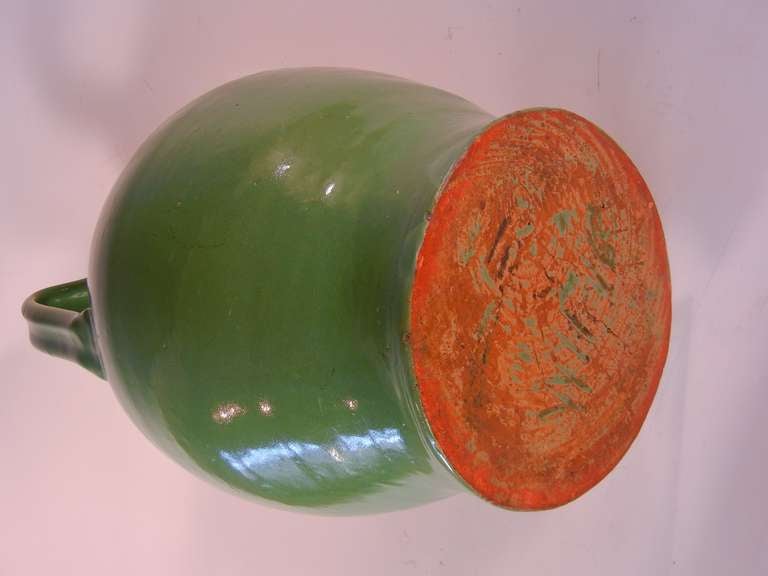 20th Century Early North Carolina Art Pottery Porch Vase in Green Glaze