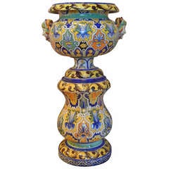 Nevers Faience Large Jardinière on Stand by Antoine Montagnon, 19th Century
