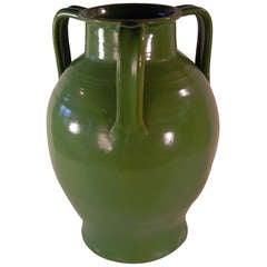 Early North Carolina Art Pottery Porch Vase in Green Glaze 5