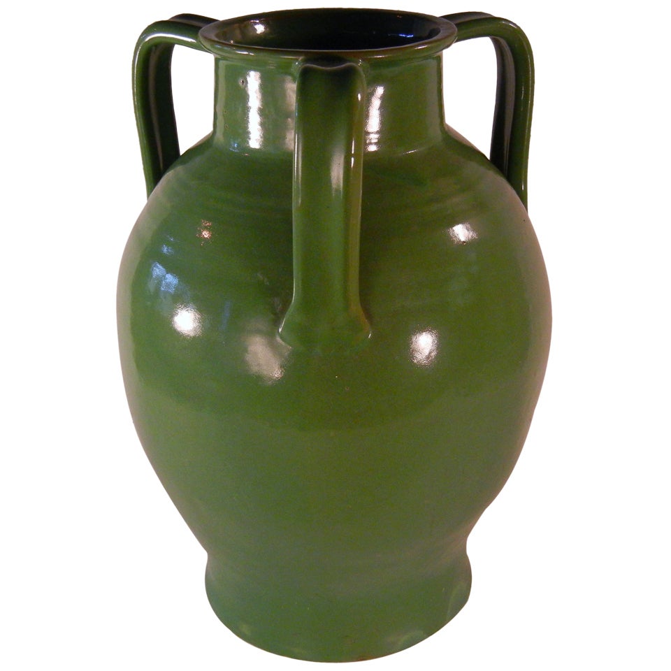 Early North Carolina Art Pottery Porch Vase in Green Glaze