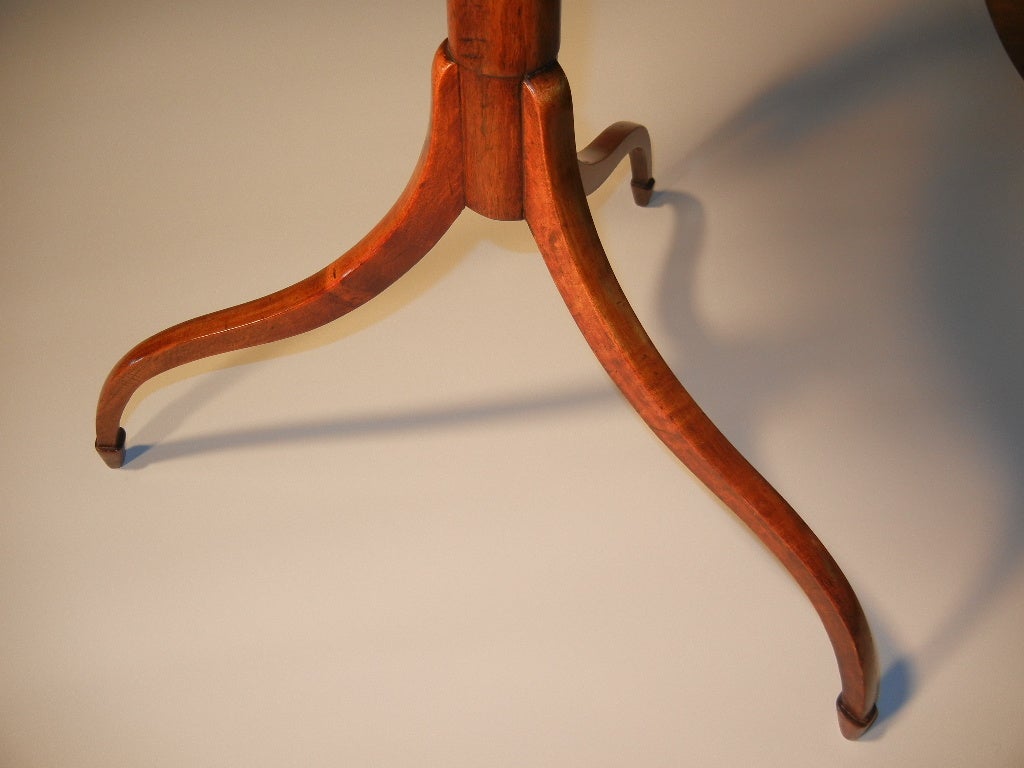 18th Century and Earlier Country Hepplewhite Period Tiger Maple Candle Stand