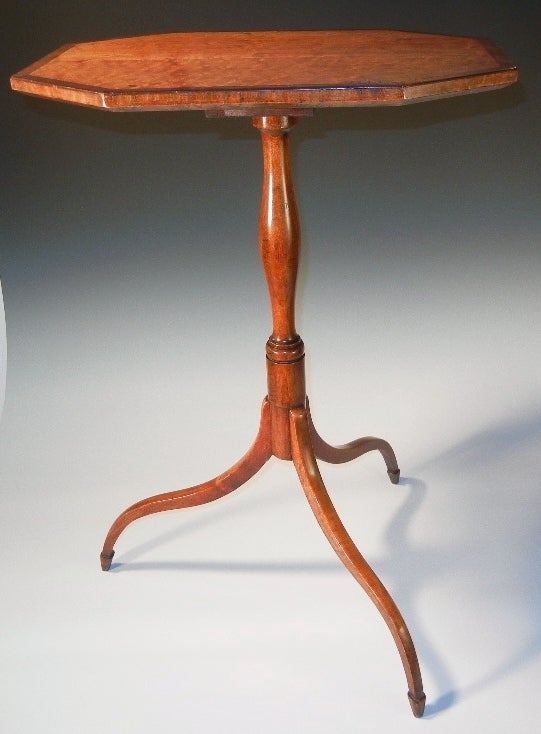 Country Hepplewhite Period Tiger Maple Candle Stand 4