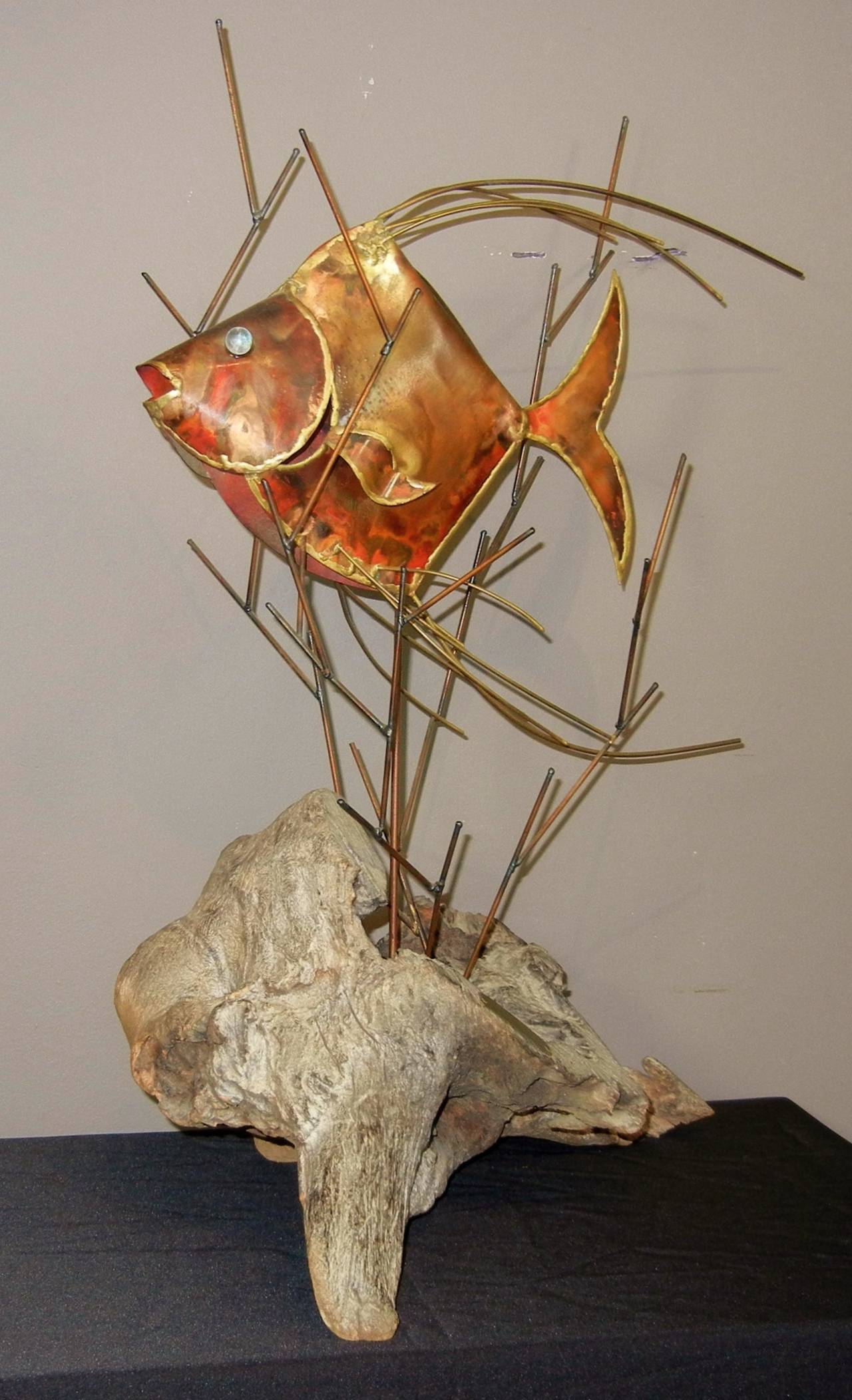 Vintage Copper Large Table-Top Fish Sculpture, Alex Kovacs, 1976