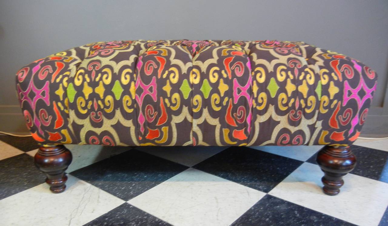 Fabric Large Vintage William IV-Style Ottoman in New Anichini Upholstery For Sale