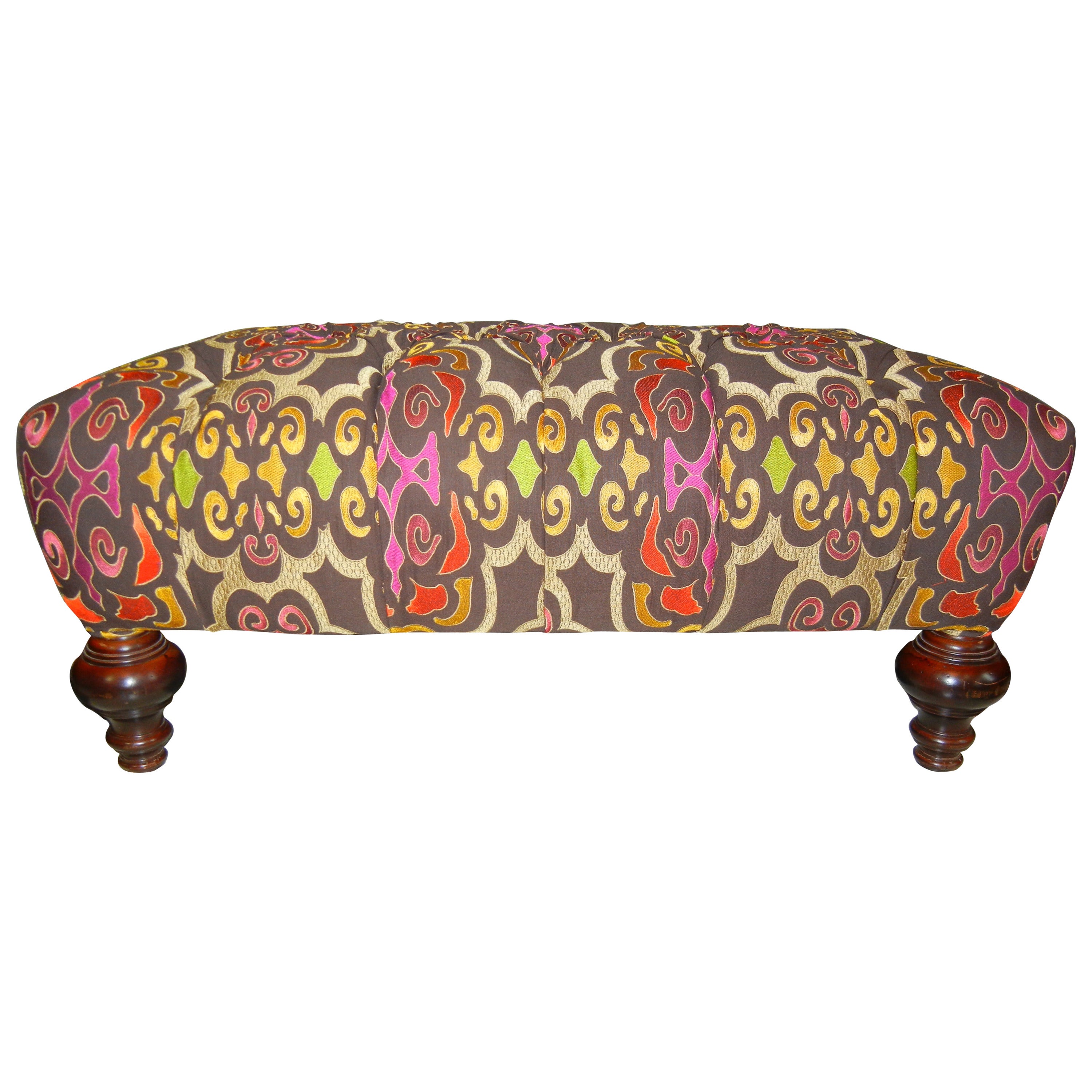 Large Vintage William IV-Style Ottoman in New Anichini Upholstery For Sale