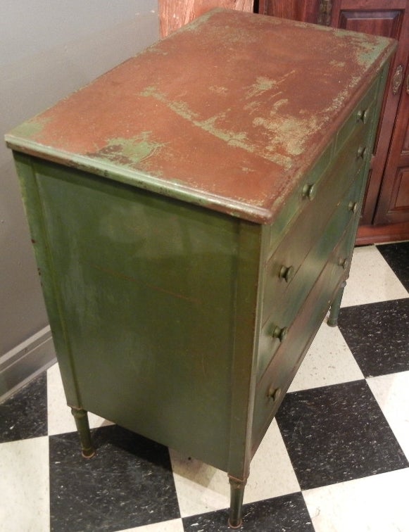 Rare Painted Sheraton-Style Industrial Metal Chest of Drawers 2