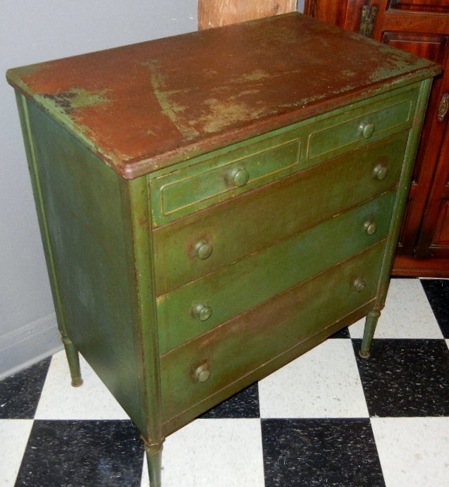 Rare Painted Sheraton-Style Industrial Metal Chest of Drawers 4