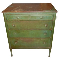Vintage Rare Painted Sheraton-Style Industrial Metal Chest of Drawers