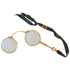 14-Karat Yellow Gold Lady's Folding Lorgnette with Ribbon Buckle
