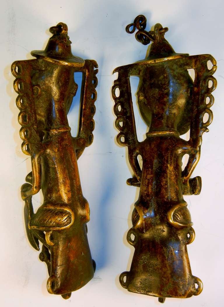 Ogboni Society Bronze Edan Figures, Yorubaland, West Africa 19th Century 2