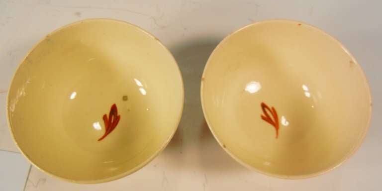 English Kors - Kyser Betrothal Teabowls, Pennsylvania Dutch Market Creamware, 1807 For Sale