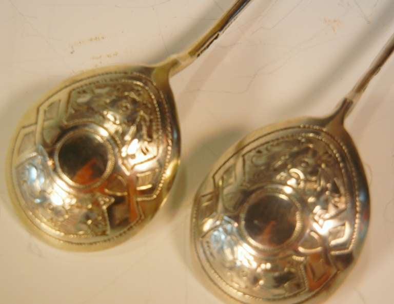 Pair of Russian Silver Teaspoons, Mikail Iakovlevich Isakov, St. Petersburg 1876 For Sale 5
