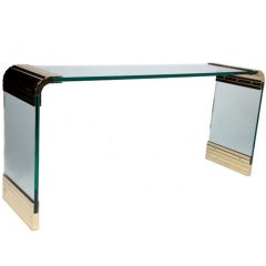 Pace Console Table in Glass & Brass