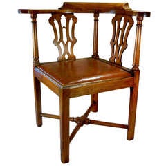 Used Georgian Chippendale Roundabout Corner Chair in Elmwood