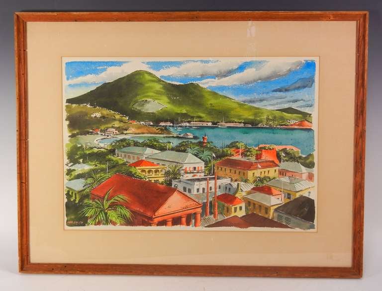 Charlotte Amalie, St. Thomas Watercolor by Ira Smith circa 1958 1