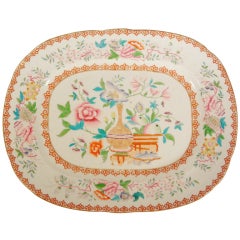 Vintage Staffordshire Hand-Painted Chinoiserie Large Platter