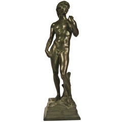 Grand Tour Souvenir Bronze Figure of David After the Antique