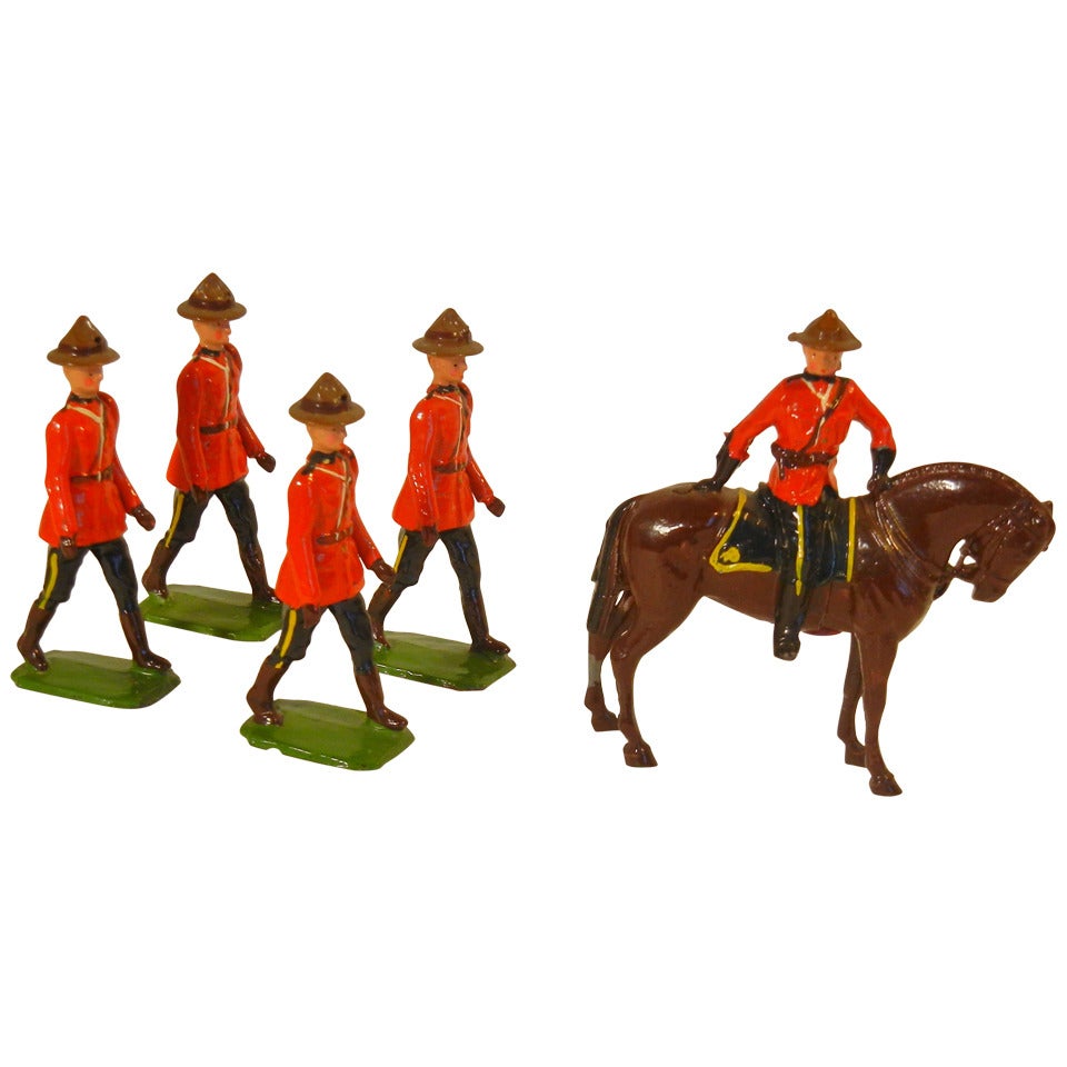 Royal Canadian Mounted Police, 5 Toy Figures by Britians Ltd.