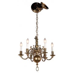 Dutch Baroque-Revival Solid Brass Chandelier, Early 19th Century