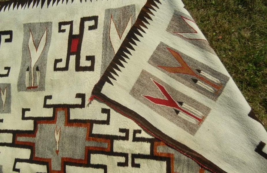 American Oversize Navajo Klagetoh Trading Post Vintage Rug in Rare Design