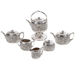 Antique Reed & Barton Elaborate Silver Plate Repousse Tea Set