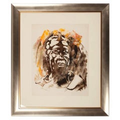 Gabonese Woman, Oil Paint Monoprint, Lawrence Forbes-Wolfe 1971
