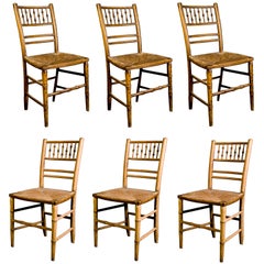 Assembled Set of Six Regency Faux-Bamboo Ballroom Chairs.