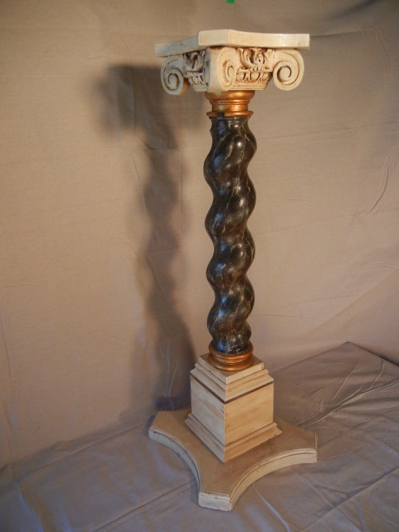 Gilded Age Carved and Painted Wooden Display Pedestal For Sale 2