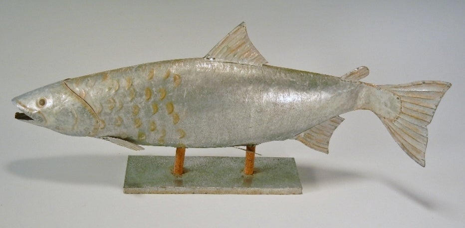 Folk Art Atlantic Salmon Life-Sized Galvanized Steel Fishmonger's Sign