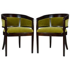 Pair of Chartreuse Mohair Armchairs by Edward Wormley