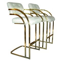 Fabulous Brass Bar Stools - Milo Baughman