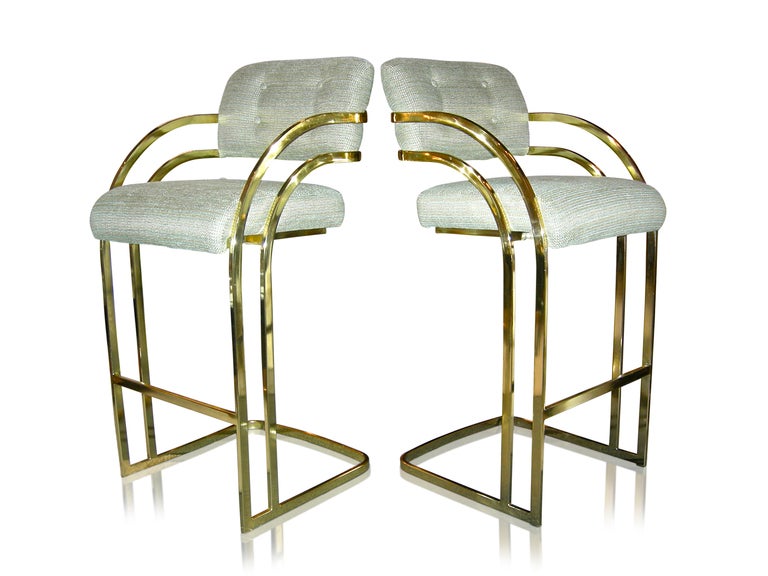 Fabulous Brass Bar Stools - Milo Baughman 1