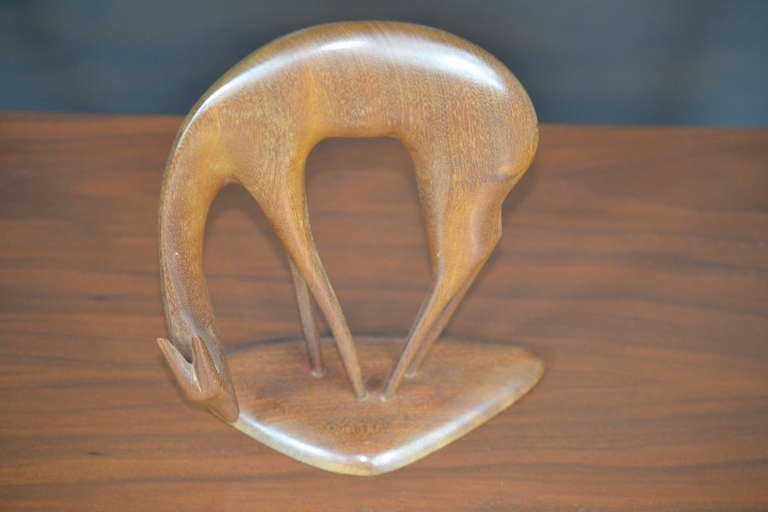 Mid-Century Modern Danish Teak Gazelle Sculpture