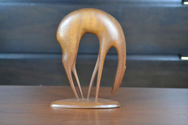 Danish Teak Gazelle Sculpture In Excellent Condition In Westport, CT