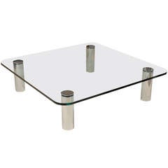Glass and Chrome Coffee / Cocktail Table by Pace